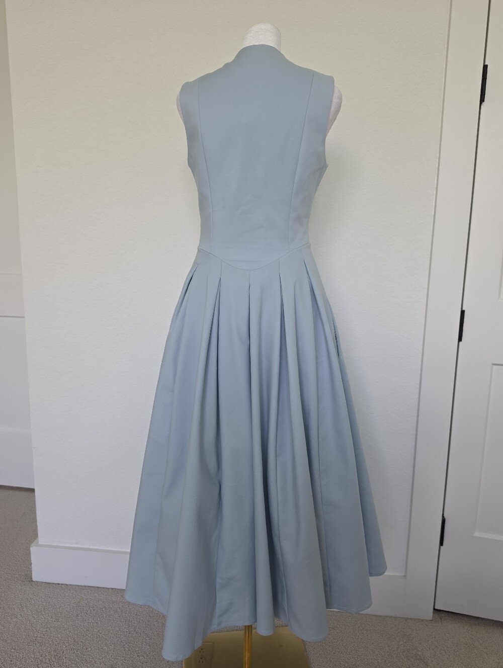 MESHKI Keely Cotton Sleeveless Midi Dress | Sky Blue | Size Medium | NWT - Picture 6 of 15